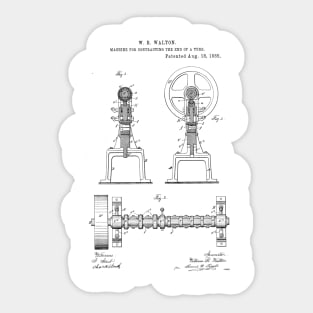 Machine for Contracting the end of a tube Vintage Retro Patent Hand Drawing Funny Novelty Gift Sticker